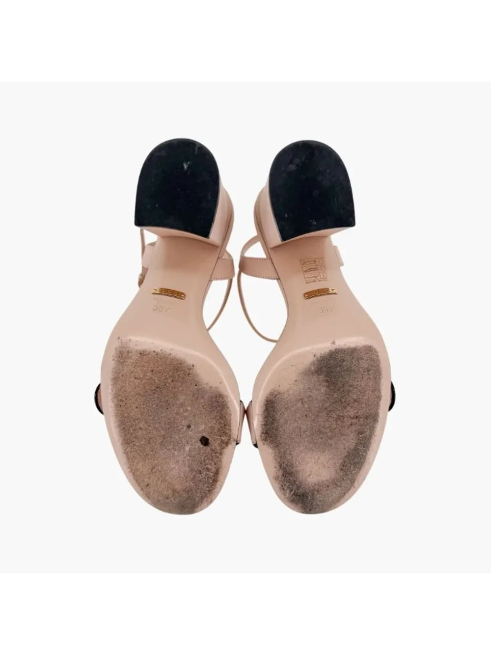 Gucci Marmont GG Block Heel Sandals Heels Nude Pink Leather Size 36.5 US 6.5 - Picture 14 of 16